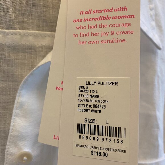NWT Lilly Pulitzer Sea View Linen Button Down Top Size Large New $128 - Picture 9 of 9